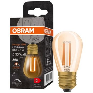 1906 led mini edison clair fil or 4.8w e27 chaud