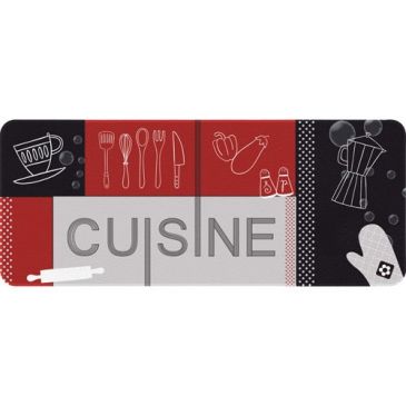 Tapis decor de cuisine cuisine rouge noir 50x120 cm